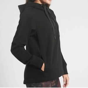 Athleta Cozy Karma 1/4 Zip Hoodie Sweatshirt Black sz  XS